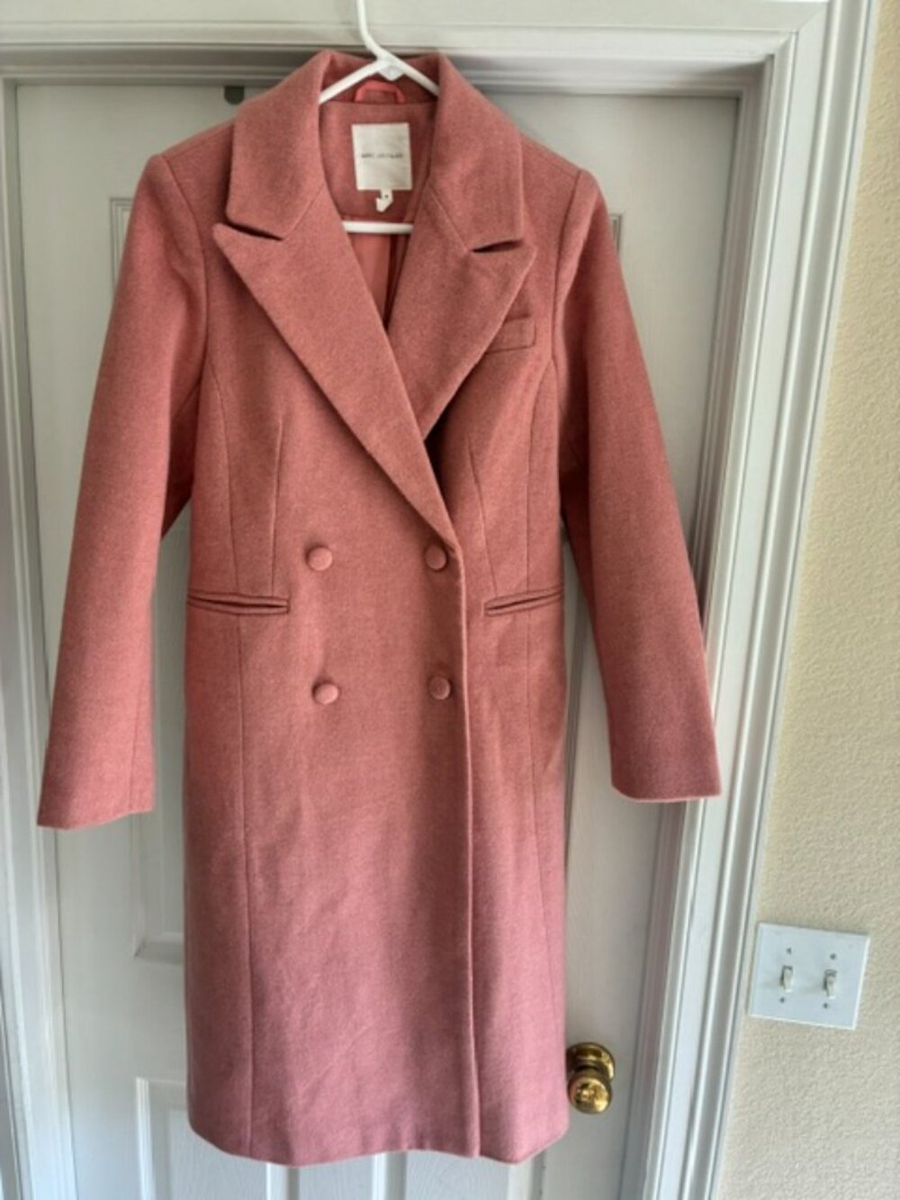 Avec Les Filles, double breasted rose color pea coat. Size Medium